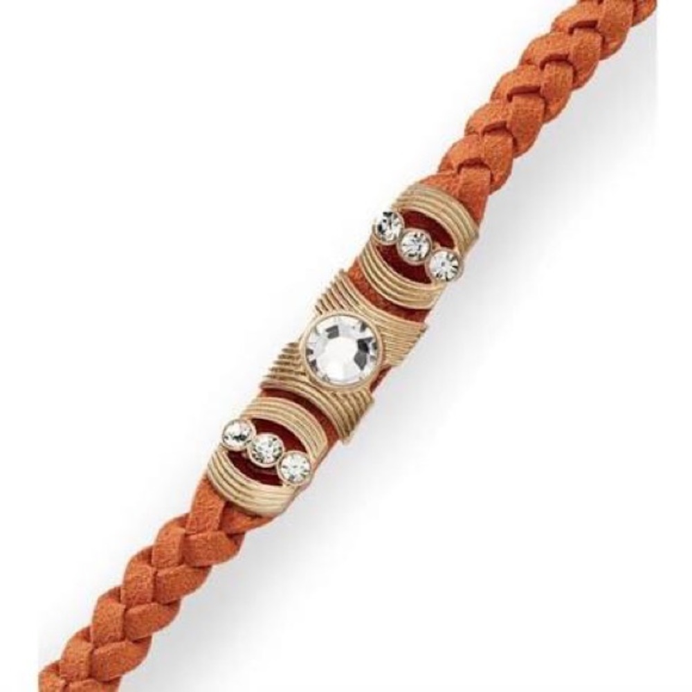 LIA SOPHIA BOHO BRAIDED SUEDE LEATHER BRACELET 7”
